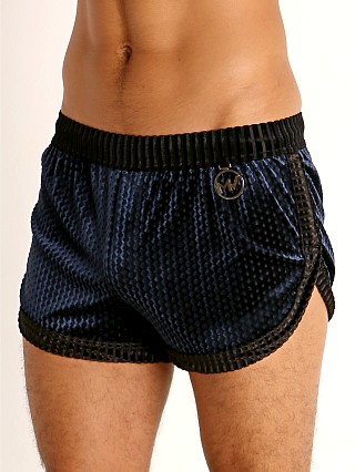 Model in navy Modus Vivendi Tiffany's Velvet Mesh Short