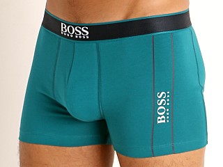 Model in teal Hugo Boss 24 Logo Trunk