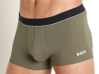 Model in olive Hugo Boss Retro Trunk