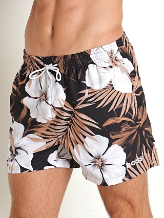 Model in khaki Hugo Boss Turtle Swim Shorts