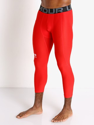 Model in red Under Armour Heatgear 3/4 Compression Legging