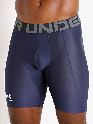 Model in midnight navy Under Armour HeatGear Compression Shorts