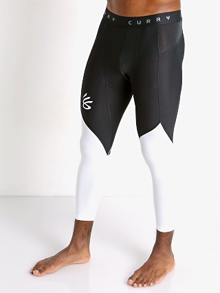 Model in black/white Under Armour Curry UNDRTD 3/4 Compression Tights