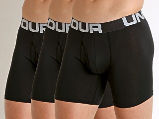 Model in black Under Armour Charged Cotton 6" Boxerjock 3-Pack