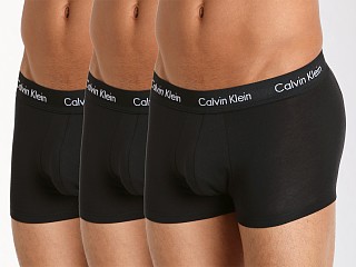 Model in black Calvin Klein Cotton Stretch Low Rise Trunk 3-Pack