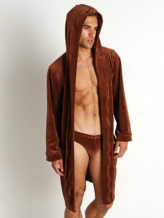 Model in brown Modus Vivendi Velvet Robe