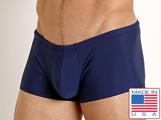 Model in navy Rick Majors Low Rise Swim Trunk