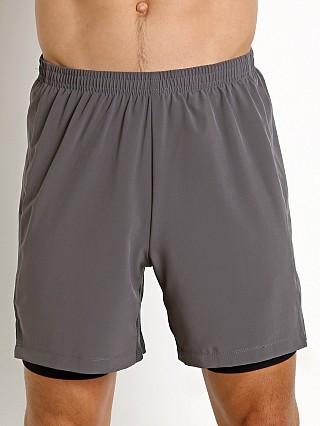 Model in grey St33le 2-in-1 Athletic Shorts