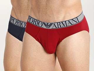 Model in marine/amaranth Emporio Armani Endurance Briefs 2-Pack