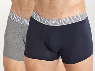 Model in dark grey melange/marine Emporio Armani Endurance Trunks 2-Pack