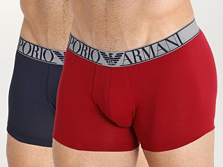 Model in marine/amaranth Emporio Armani Endurance Trunks 2-Pack