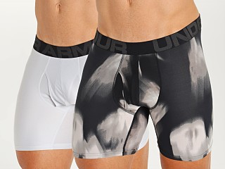 Model in pewter/halo gray Under Armour Tech Boxerjock 2-Pack