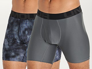 Model in bauhaus blue/pitch gray Under Armour Tech Boxerjock 2-Pack