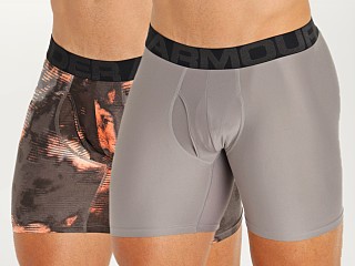 Model in peach ice/pewter Under Armour Tech Boxerjock 2-Pack