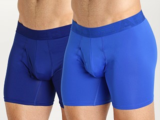 Model in bauhaus blue/versa blue Under Armour Tech Mesh Boxerjock 2-Pack