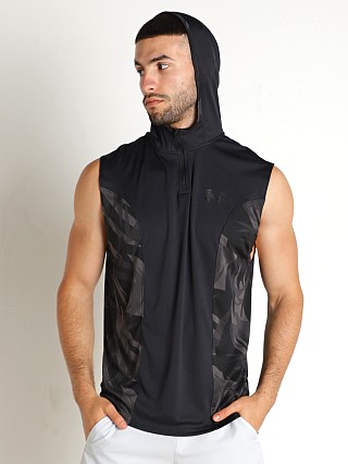 Model in black Under Armour Baseline Tank Hoodie