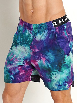 Model in strobe/black Under Armour Vanish Woven 6" Printed Shorts