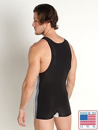 Model in black LASC Venetian Lounge Singlet