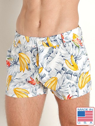 Model in white bananas LASC Cotton 3" Shorts