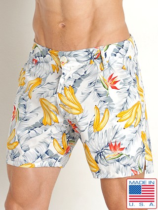 Model in white bananas LASC Cotton 6" Shorts