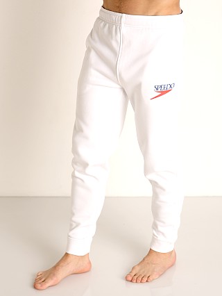 Model in white Speedo Vintage Logo Jogger Pant