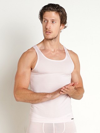 Model in champagne Olaf Benz Red 2172 Mesh Stripes Tank Top