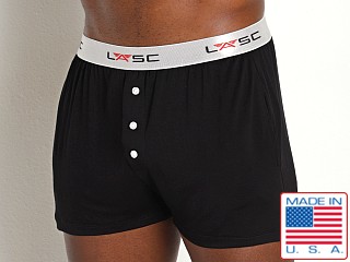 Model in black LASC Modal Lounge Shorts