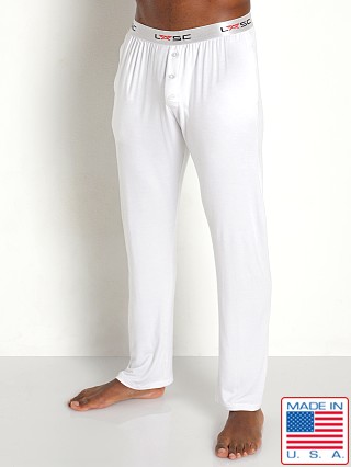 Model in white LASC Modal Lounge Pant