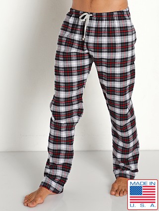 Model in red LASC Flannel Plaid Lounge Pant