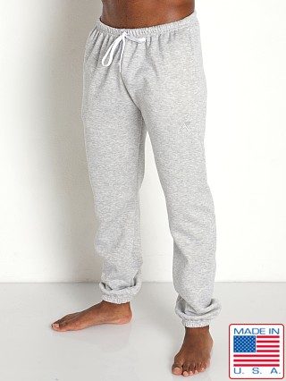 Model in heather grey LASC Heavy-Duty Fleece Gym Pants