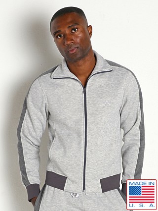 Model in heather grey LASC Heavy-Duty Fleece Gym Jacket