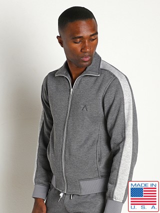 Model in charcoal LASC Heavy-Duty Fleece Gym Jacket