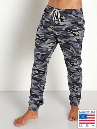 Model in camo blue LASC French Terry Pants