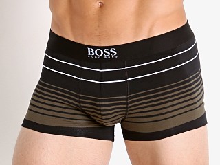 Model in black/olive Hugo Boss Finestripe Trunk