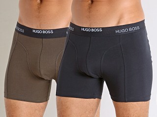 Model in olive/navy Hugo Boss Cotton Stretch Boxer Briefs 2-Pack