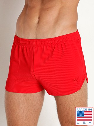 Model in red LASC Riptide Nylon Rib Swim Shorts