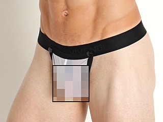 Model in white Modus Vivendi Pleasure Mesh C-Ring Thong