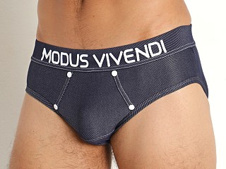 Model in blue Modus Vivendi All Gender Jeans Brief