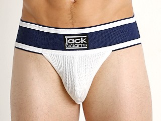 Model in white/navy Jack Adams Athletic 2.0 Jockstrap