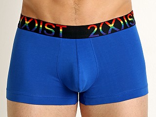 Model in lapis blue 2xist Pride No-Show Trunk