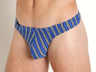 Model in drift blue stripe Jack Adams Modal Bikini Thong