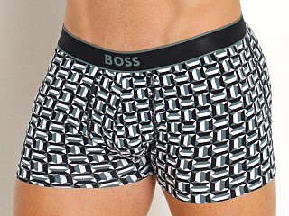 Model in teal Hugo Boss 24 Print Trunk