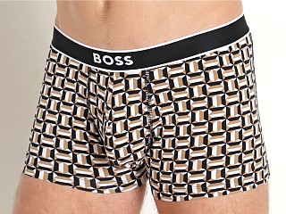 Model in brown Hugo Boss 24 Print Trunk