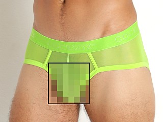 Model in citrus green Cocksox Italian Mesh Enhancer Sports Brief