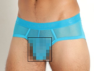 Model in tonic blue Cocksox Italian Mesh Enhancer Sports Brief