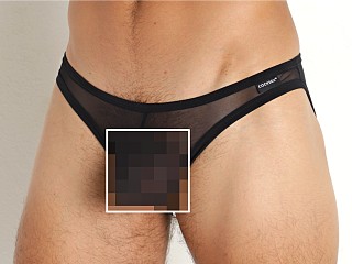 Model in nero black Cocksox Italian Mesh Enhancer Briefs