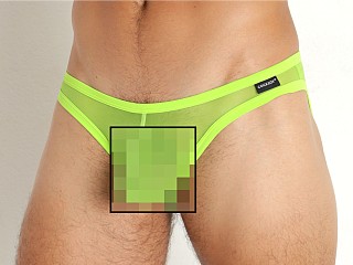 Model in citrus green Cocksox Italian Mesh Enhancer Briefs