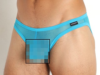 Model in tonic blue Cocksox Italian Mesh Enhancer Briefs