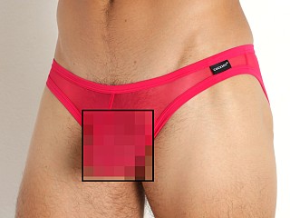 Model in freesia pink Cocksox Italian Mesh Enhancer Briefs