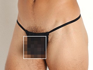 Model in nero black CockSox Italian Mesh Enhancer Pouch Slingshot